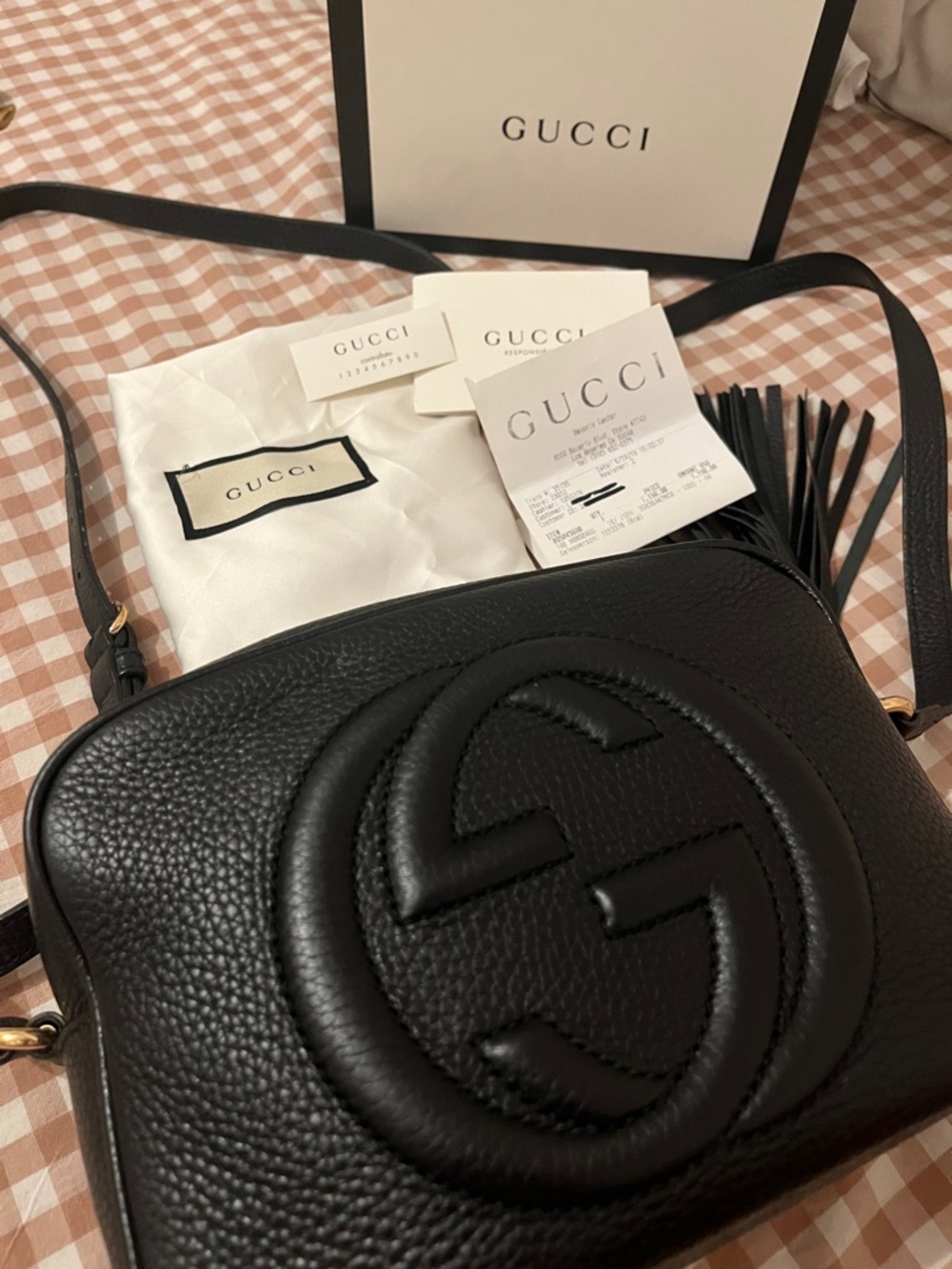 Gucci Black Soho Leather Disco Crossbody with Tassel